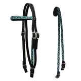 Tahoe Tack Patterned Double Layer Nylon Western Browband Headstalls with Matching Reins for Horses Available in 6 Colors