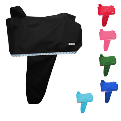 Tahoe Premium Heavy Duty Nylon Waterproof Western Saddle Cover with Six Elastic Holding Straps and Stirrup Covers - Fits Most Saddle Sizes and Types