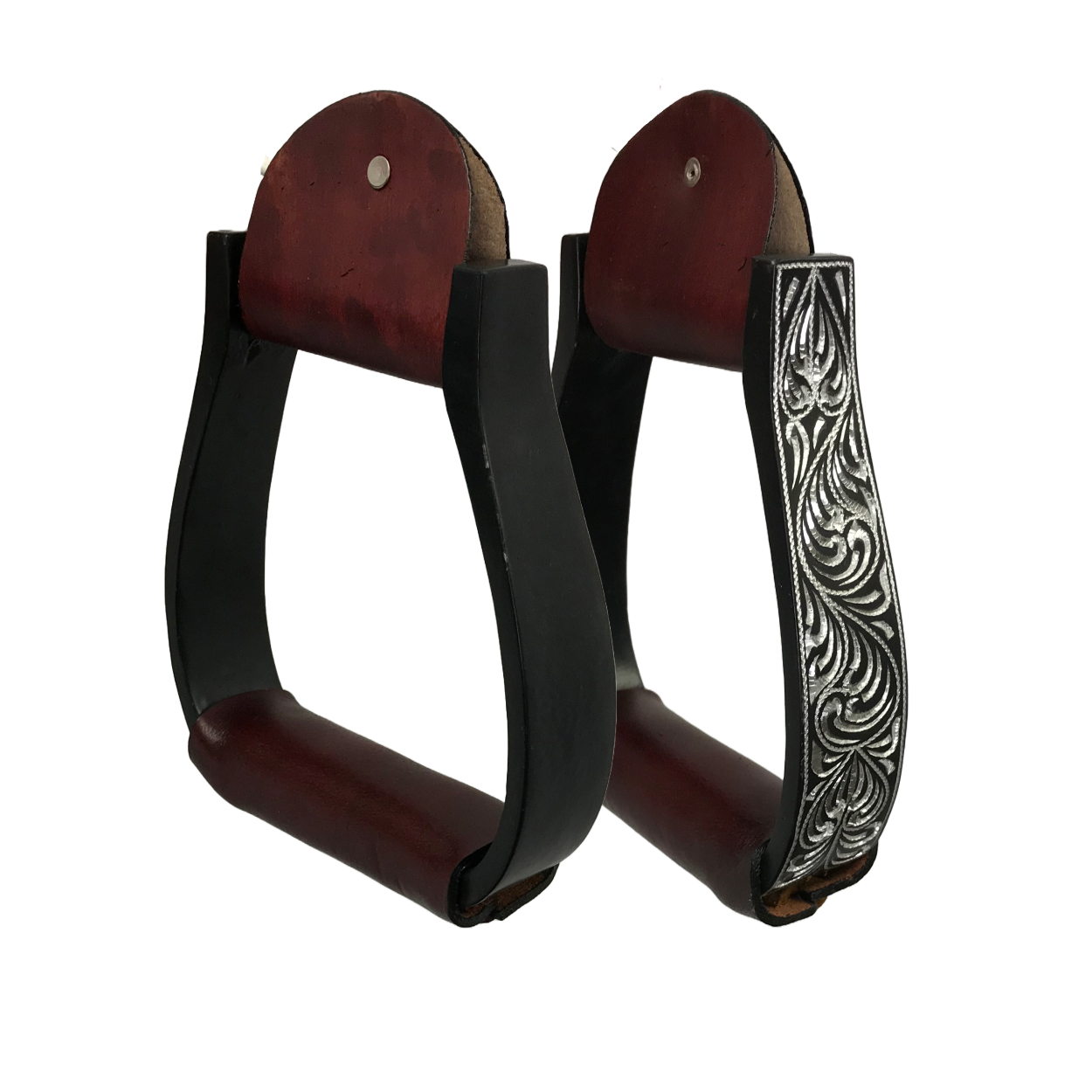 Tahoe Tack Black Engraved Adult Western Show Stirrups