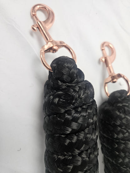 Derby Originals Super Soft 1" x 10 Ft Horse Lead Ropes – Set of 2 with Desert Rose Metal Snaps