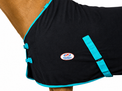 Derby Originals Heavy Duty Horse Fleece Cooler with Removable Neck Cover, 300G Fleece, Cross Surcingles, Moisture-Wicking Stable Sheet for Horses