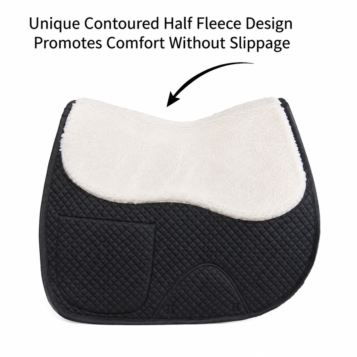 Derby Originals All Purpose English Saddle Pad with Pockets Half Fleece lined for Shock Absorbing Wither Relief Design for comfort and Trail Riding.