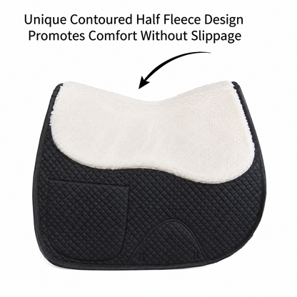 Derby Originals All Purpose English Saddle Pad with Pockets Half Fleece lined for Shock Absorbing Wither Relief Design for comfort and Trail Riding.