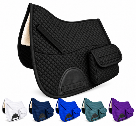 Derby Originals Dressage / Australian Saddle Pad with Pockets and Half Fleece Lining