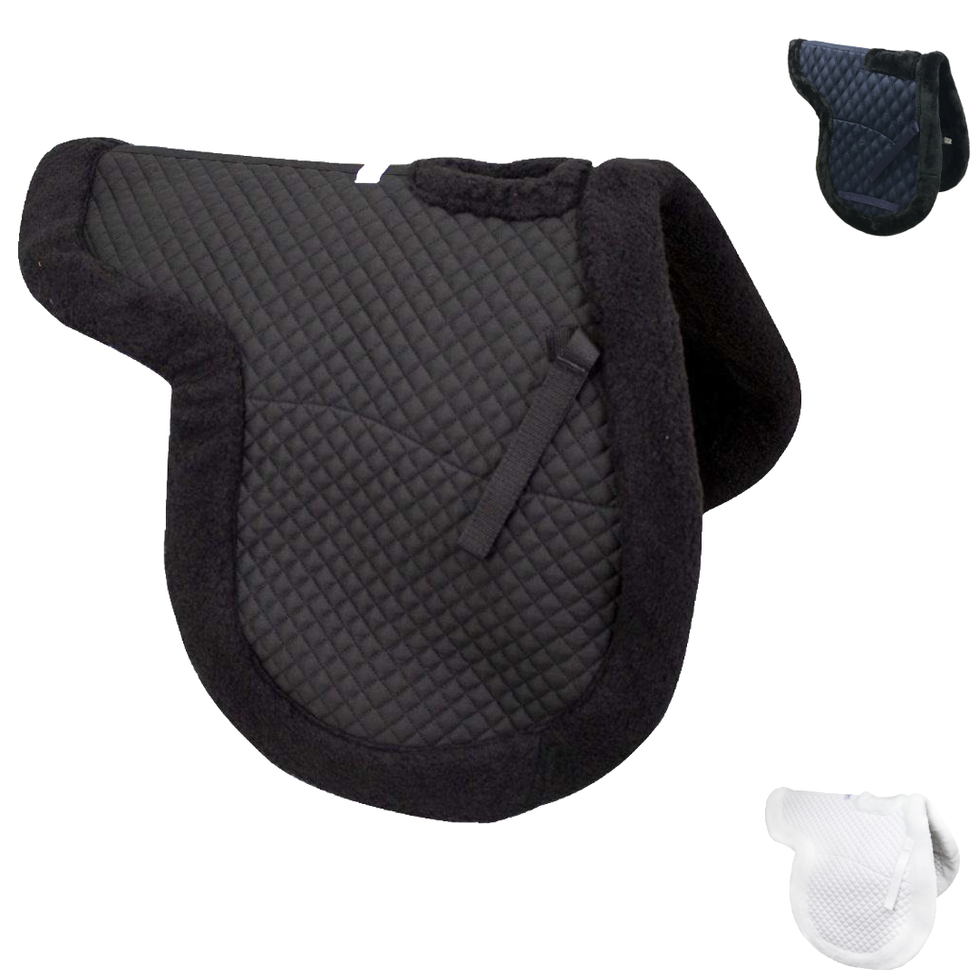 Derby Originals Shaped Wither Relief Dressage English Saddle Pad with Fleece Edging and Contoured Design