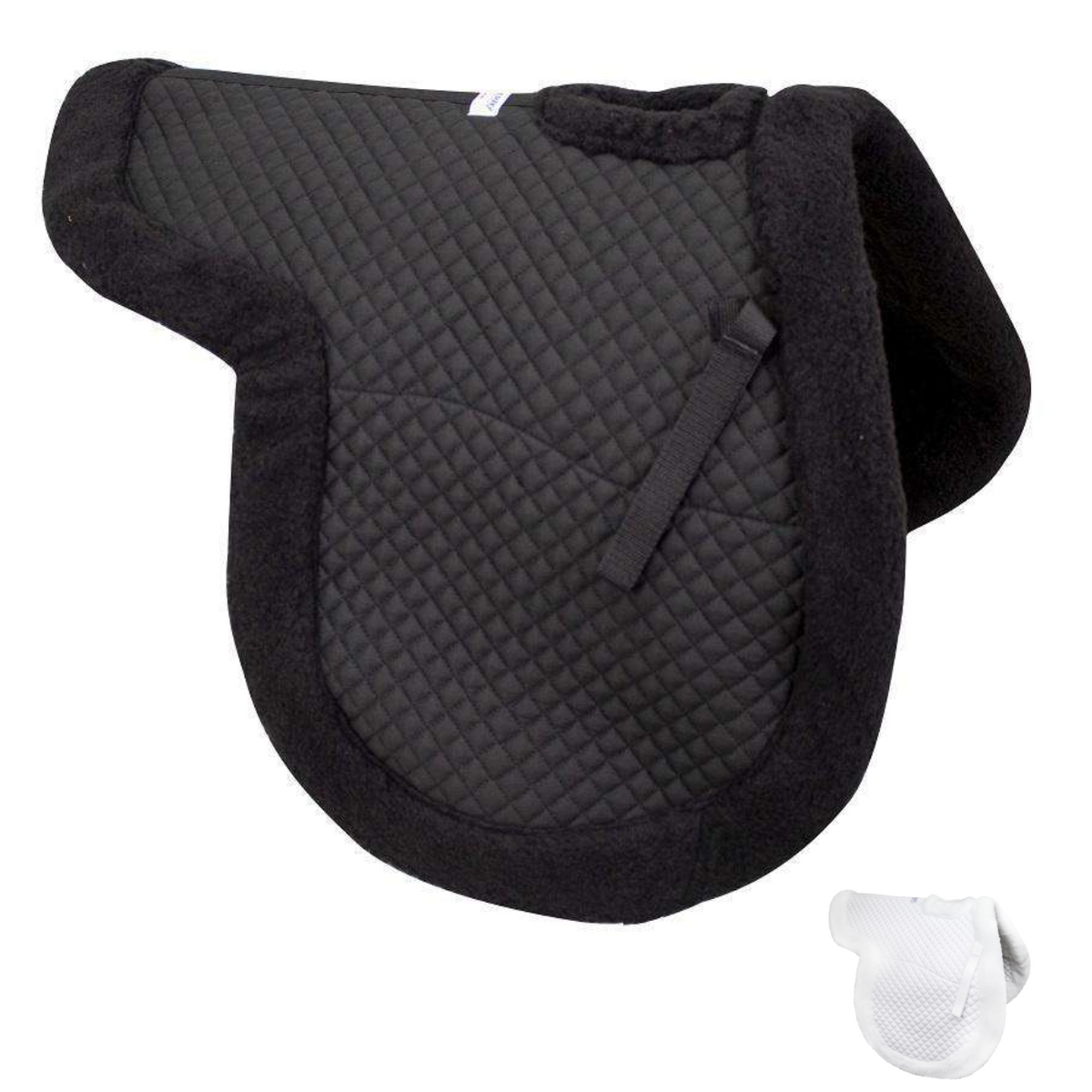 Black Derby Originals Shaped Wither Relief Dressage English Saddle Pad with Fleece Edging and Contoured Design