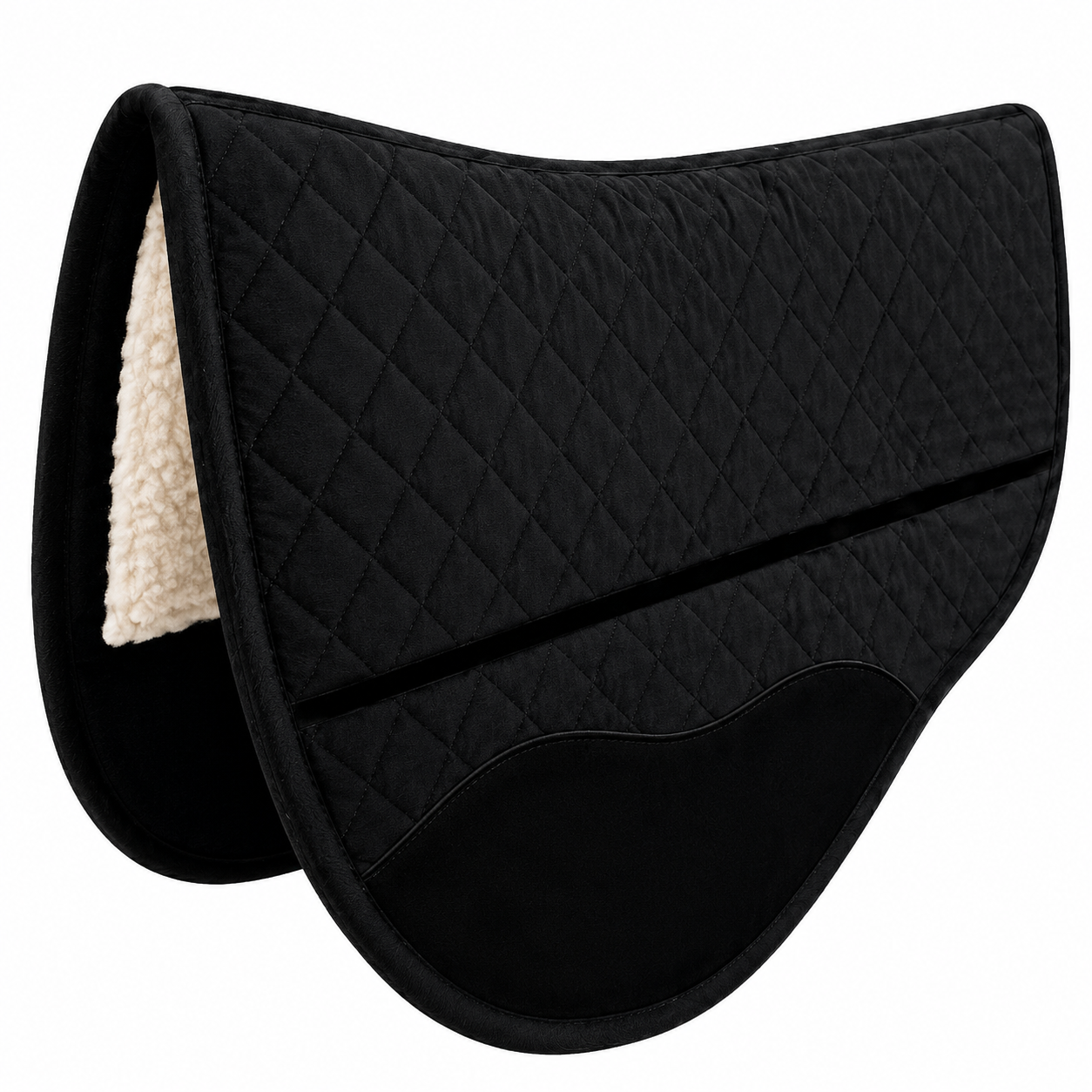 Tahoe Tack Contoured Western Barrel Saddle Pad, 27" x 31" – Double Fleece & Wool Felt Padding, Quilted Cotton Blend, Suede Wear Leathers, Non-Slip Bottom, Round Skirt Saddle Pad for Horses