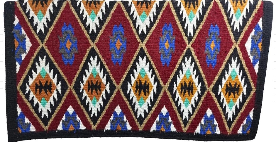 Tahoe Tack Burgundy Navajo Collection New Zealand Wool  34" X 36" Western Saddle Blanket