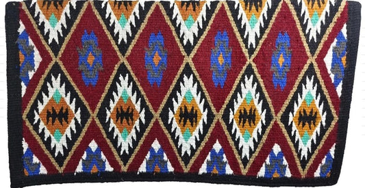 Tahoe Tack Burgundy Navajo Collection New Zealand Wool  34" X 36" Western Saddle Blanket
