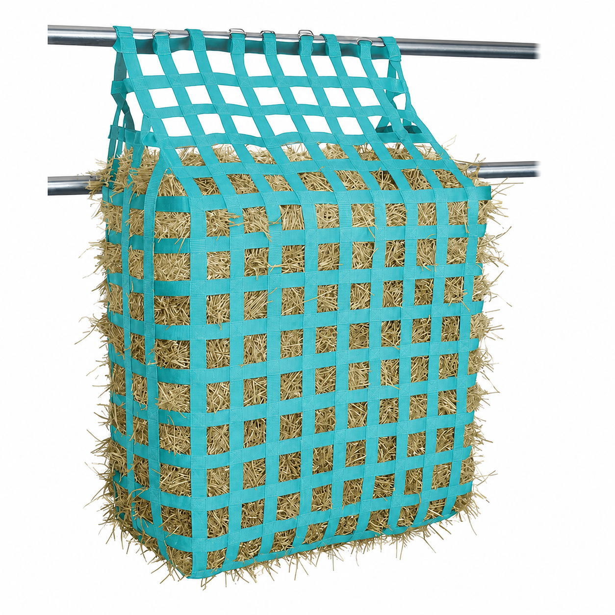 Tahoe Web Gate Slow Feed Hay Feeder – 2" Openings, Easy-Fill, Quick Strap Mounting, Holds 5–6 Flakes, Durable & Dust-Draining with Super Tough Bottom