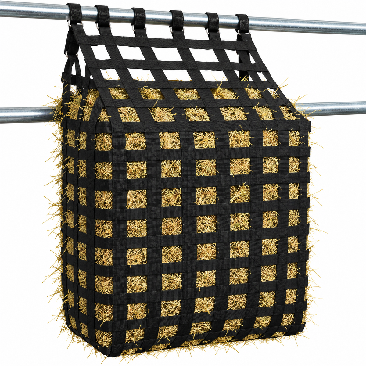 Tahoe Web Gate Slow Feed Hay Feeder – 2" Openings, Easy-Fill, Quick Strap Mounting, Holds 6–7 Flakes, Durable & Dust-Draining with Super Tough Bottom