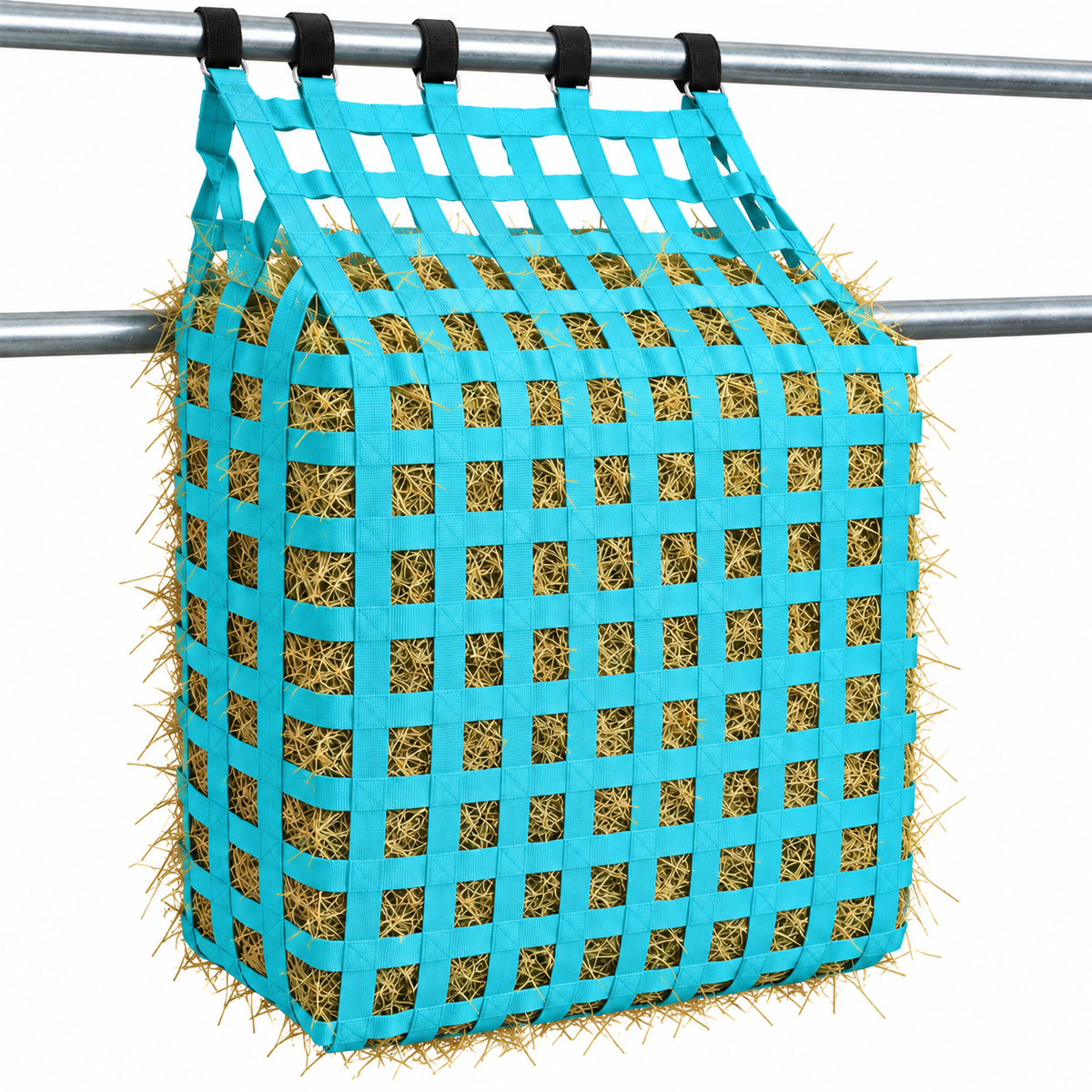 Tahoe Web Gate Slow Feed Hay Feeder – 2" Openings, Easy-Fill, Quick Strap Mounting, Holds 6–7 Flakes, Durable & Dust-Draining with Super Tough Bottom