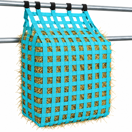 Tahoe Web Gate Slow Feed Hay Feeder – 2" Openings, Easy-Fill, Quick Strap Mounting, Holds 6–7 Flakes, Durable & Dust-Draining with Super Tough Bottom