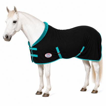 Derby Originals Polar Fleece Horse Cooler Blanket, Moisture Wicking All Season Stable Sheet & Blanket Liner with Plush Fleece Collar, Double Front Buckles & Crossed Surcingles