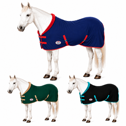 Derby Originals Polar Fleece Horse Cooler Blanket, Moisture Wicking All Season Stable Sheet & Blanket Liner with Plush Fleece Collar, Double Front Buckles & Crossed Surcingles