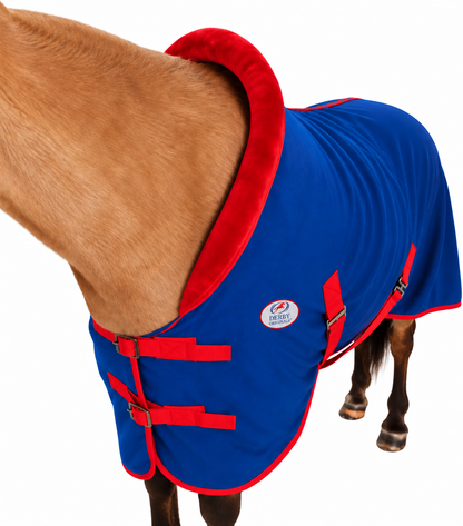 Derby Originals Polar Fleece Horse Cooler Blanket, Moisture Wicking All Season Stable Sheet & Blanket Liner with Plush Fleece Collar, Double Front Buckles & Crossed Surcingles