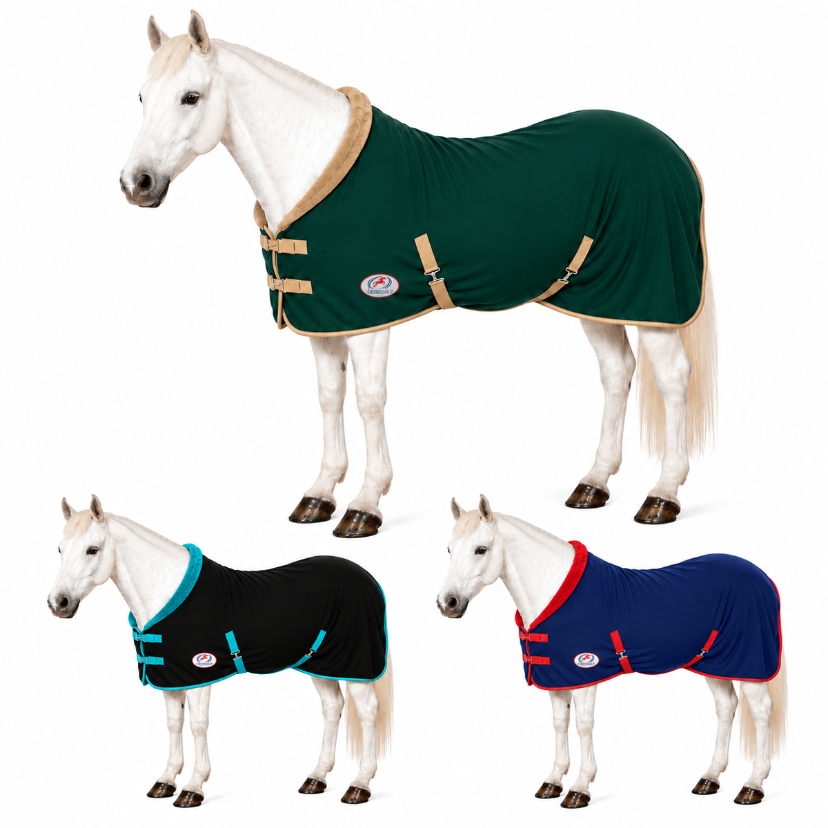 Derby Originals Polar Fleece Horse Cooler Blanket, Moisture Wicking All Season Stable Sheet & Blanket Liner with Plush Fleece Collar, Double Front Buckles & Crossed Surcingles
