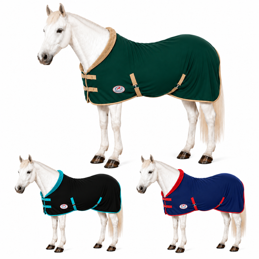 Derby Originals Polar Fleece Horse Cooler Blanket, Moisture Wicking All Season Stable Sheet & Blanket Liner with Plush Fleece Collar, Double Front Buckles & Crossed Surcingles