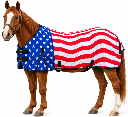 Derby Originals Patriotic Stars & Stripes Polycotton Horse Stable Sheet, Lightweight & Breathable