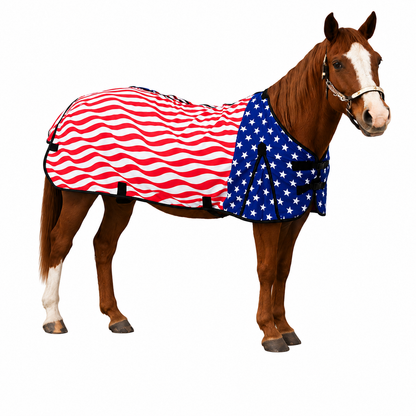 Derby Originals Patriotic Stars & Stripes Polycotton Horse Stable Sheet, Lightweight & Breathable
