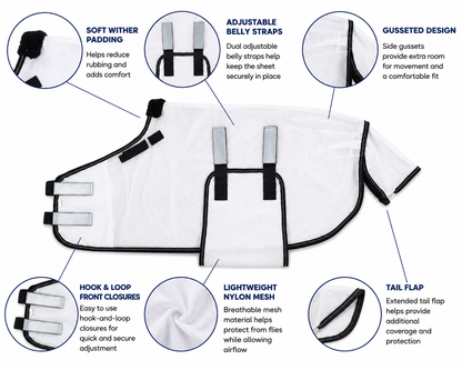Derby Premium Nylon Foal Fly Sheet with Gussets, Lightweight Mesh Horse Fly Blanket