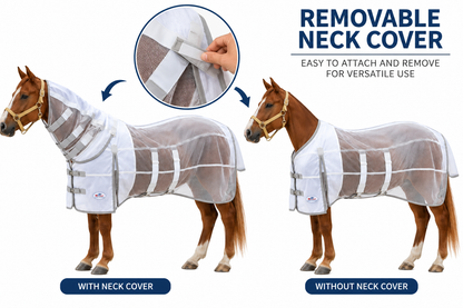 Derby Originals Ultimate Horse Fly Sheet with Removable Neck Cover, Fine Mesh, Belly Band, Reflective Trim