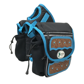 Tahoe Tack Turquoise Flower 1680D Nylon Western Horn Storage Bag with Hand Tooled Leather Accents and 2 Year Warranty