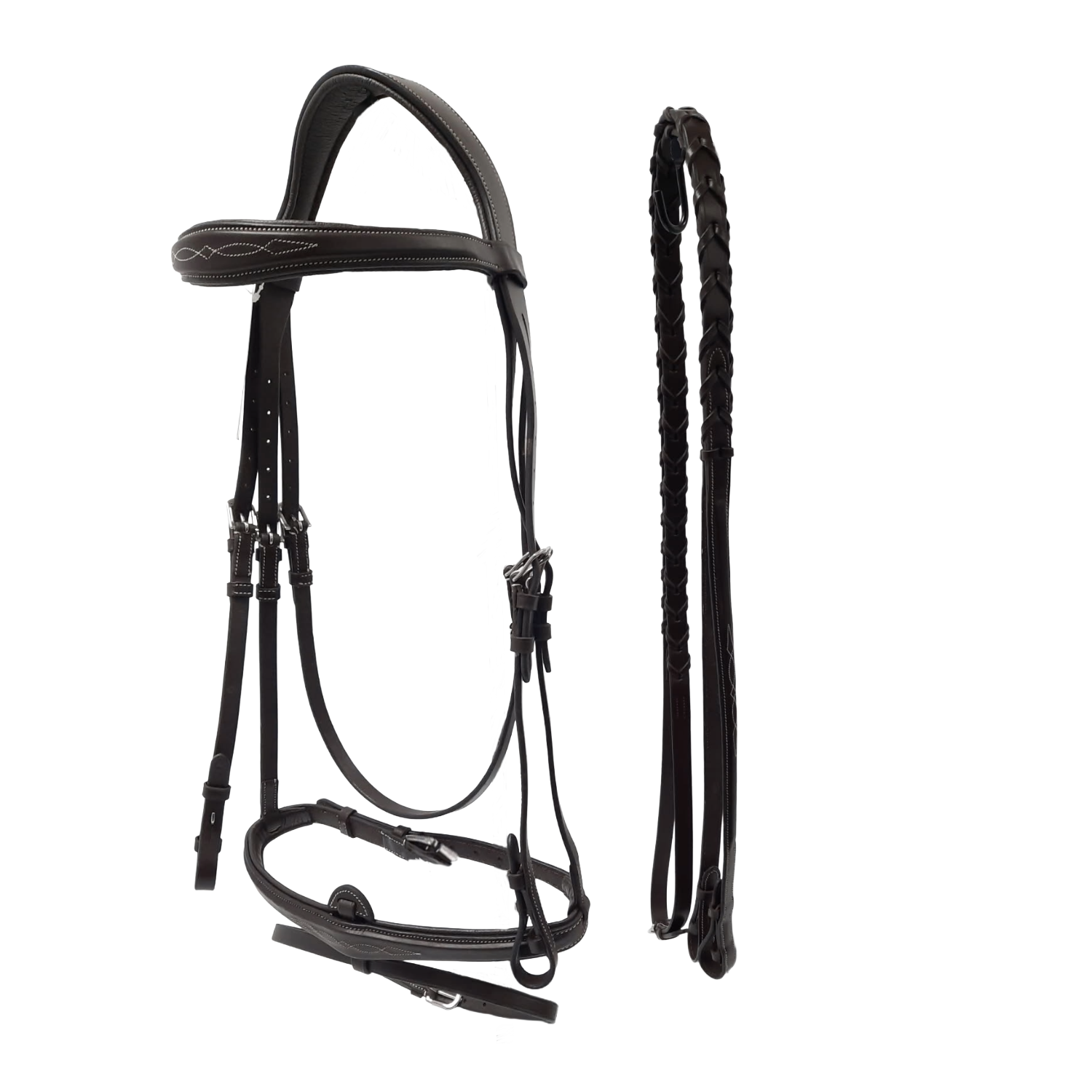 Paris Tack Horse English Jumping Flash Bridle with Ergonomic Crownpiec ...