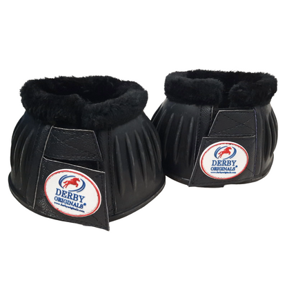 Derby Originals No Turn Rubber Horse Bell Boots with Double Fleece Trim - Double Lock Fastening System - Pair