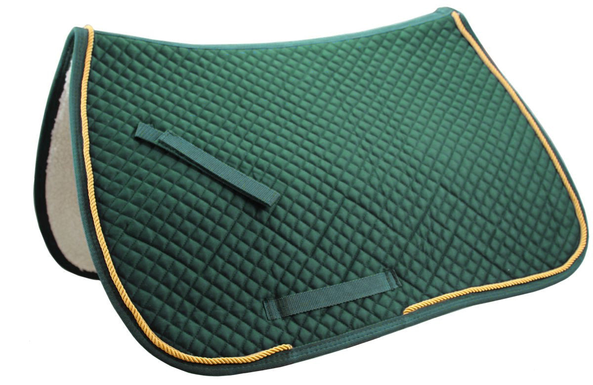 Green Derby Originals All Purpose Horse Saddle Pad with Fleece Padding & Gold Rope