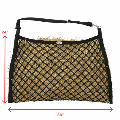 Derby Originals Paris Tack Knotless Ultra Slow Feed Hay Nets – Set of 2, 1.5" Openings, 24"x30", Soft on Muzzles, Adjustable Hanging Strap with Snap, Holds 2 Flakes Each