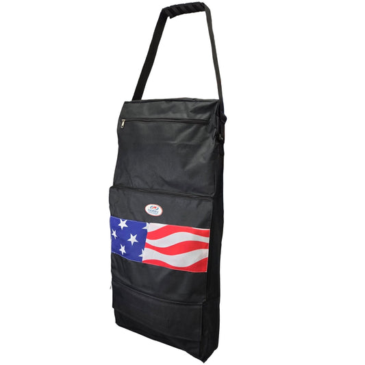 Hanging Trailer Door Caddy – Horse Grooming Organizer Bag with Patriotic Trim | Dust-Protected, for Barn or Trailer Use