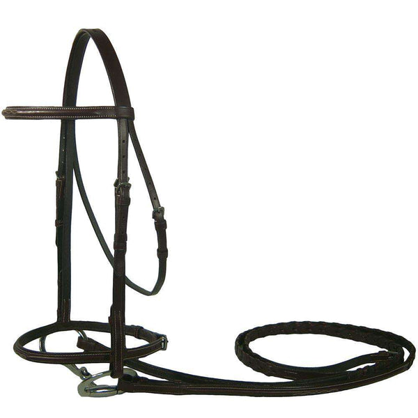 Paris Tack Opulent Series Raised Fancy Stitched Leather English Schooling Bridle with Laced Reins USA Leather