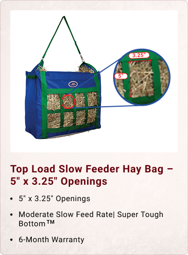 Derby Originals Top Load Slow Feeder Hay Bag – 5" x 3.25" Openings – Easy or Moderate Feed Rate | Super Tough Bottom – 6-Month Warranty