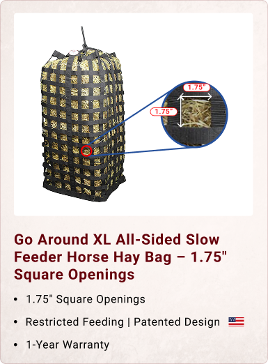 Slow Feeder Hay Bag For Horses Derby Superior Slow Feeder Horse Hay Bag - Extra Tough Bottom, 6 Month Warranty, Made In USA Derby Originals 71-7113 Hay Bag Slow Feeder Hay Bag For Horses Derby Superior Slow Feeder Horse Hay Bag - Extra Tough Bottom, 6 Month Warranty, Made In USA Derby Originals 71-7113 Hay Bag