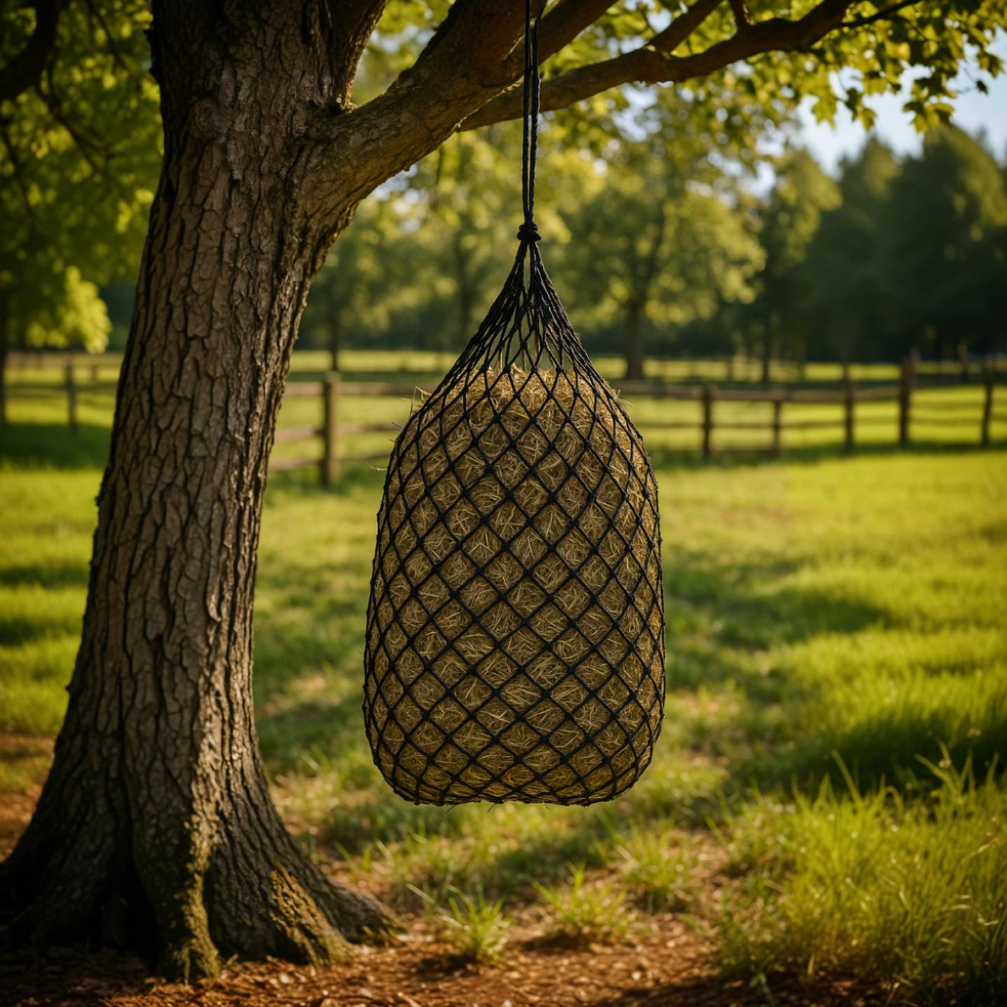 Derby Originals Paris Tack Knotless Ultra Slow Feed Hay Nets – 42” Long, Set of 2, 1.5” Holes, Soft on Muzzles, Durable Nylon, Holds 3–4 Flakes, Easy Hang Strap