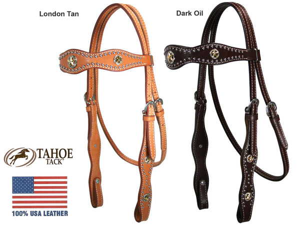 Tahoe Caballero Headstall with Stars and Spots Opulent Leather