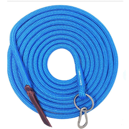 Tahoe Tack Heavy Duty 22 Ft Horse Lunge Line – Double Braided Yacht Rope with Stainless Steel O-Ring, Carabiner & Leather Popper – 1-Year Warranty