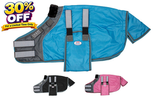 Derby Originals No-Hardware Foal & Mini Horse Winter Stable Blanket – 420D Breathable Shell, 150g Insulation, Triple-Layer Design, Reflective Safety, Adjustable Fit, 1-Year Warranty