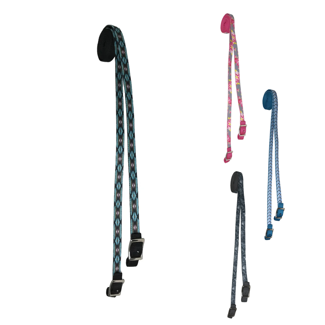 Tahoe Tack Patterned Double Layer Nylon Western Reins For Horses -Size Full Horse