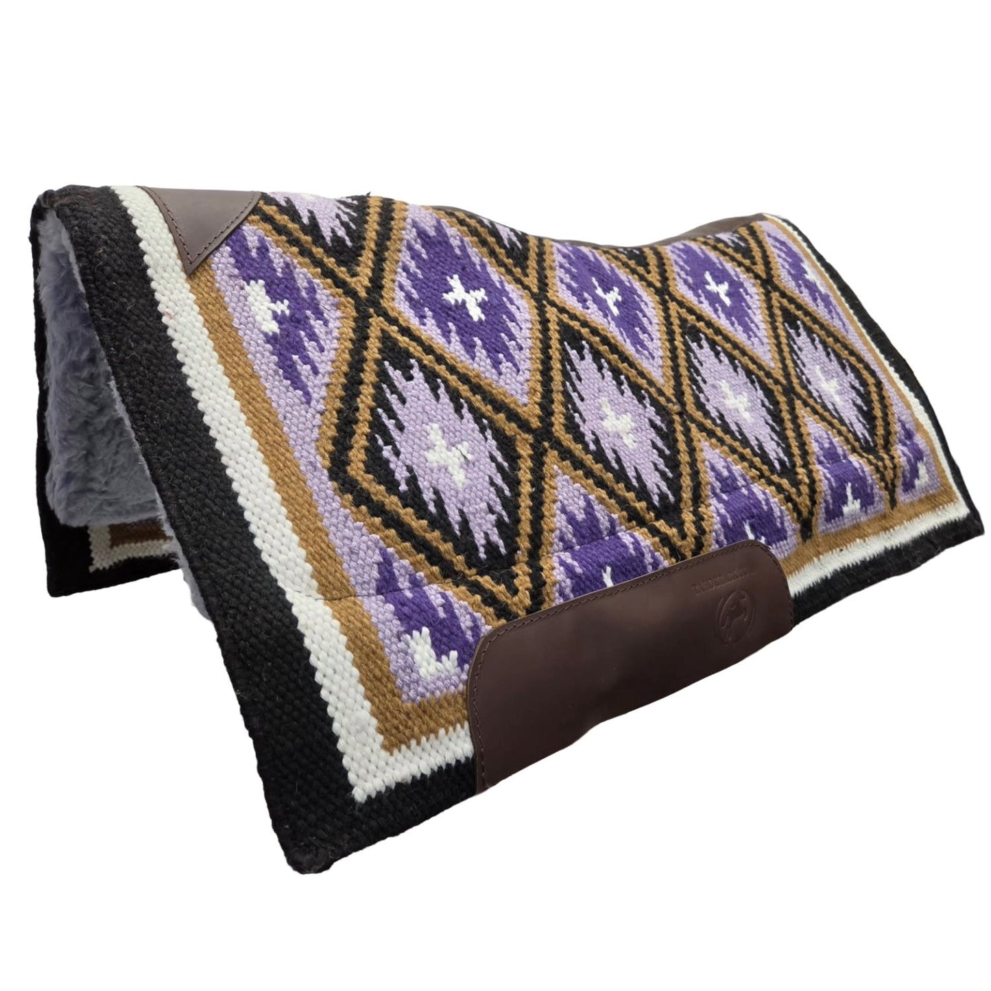 Tahoe Heritage Native Navajo And Cross Heavy Duty Contour Fit New Zealand Wool Western Saddle Pad with Memory Wool Blend Felt Core 3/4" & Fleece Lining 34" X 38" By Tahoe Tack