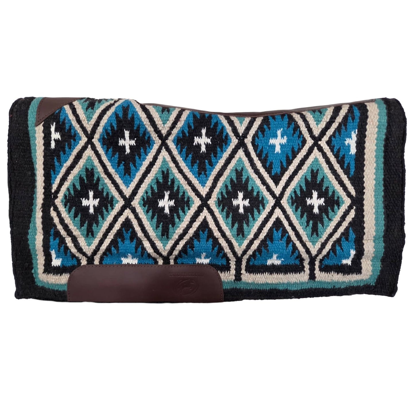 Tahoe Heritage Native Navajo And Cross Heavy Duty Contour Fit New Zealand Wool Western Saddle Pad with Memory Wool Blend Felt Core 3/4" & Fleece Lining 34" X 38" By Tahoe Tack