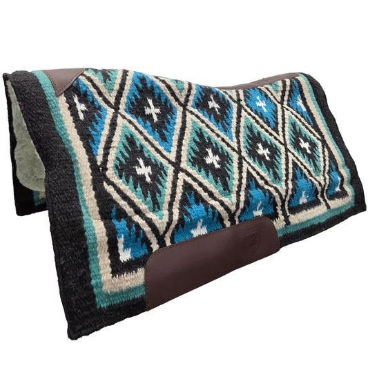 Tahoe Heritage Native Navajo And Cross Heavy Duty Contour Fit New Zealand Wool Western Saddle Pad with Memory Wool Blend Felt Core 3/4" & Fleece Lining 34" X 38" By Tahoe Tack