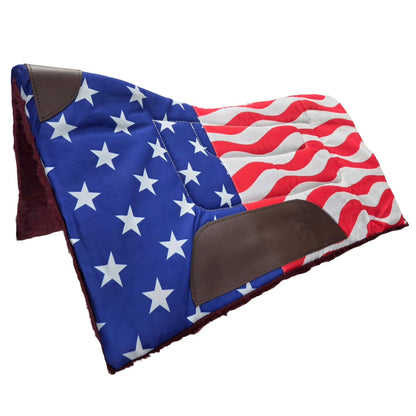 Patriotic Horse Contour Western Saddle Pad With Fleece  Lining 32" x 32" By Tahoe Tack