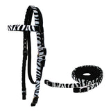 BARGAIN BIN Tahoe Tack Zebra Print Overlay Nylon Western Browband Headstall with Matching Reins
