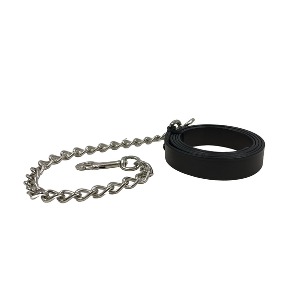 Flat Leather Lead with Chain and Swivel Snap