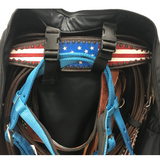 Tahoe Tack Turquoise Flower 1680D Nylon Front Opening Triple Layered Padded Bridle and Headstall Bag with Hand Tooled Leather Accents and 2 Year Warranty