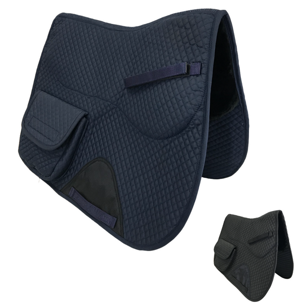 Derby Originals All Purpose Half Fleece-lined English Saddle Pad with Velcro Close Pockets