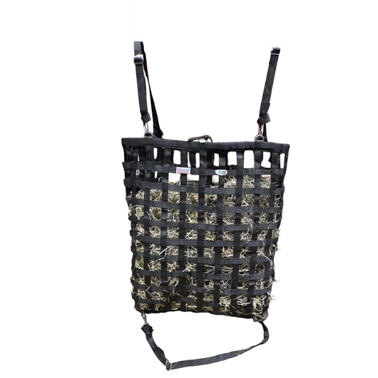 Tahoe Patented Slow Feed Hay Bag – 4-Sided Design with Super Tough Bottom, Easy-Fill Top, 2"x2" Openings, Holds 4 Flakes, Covered, Durable & Dust-Draining