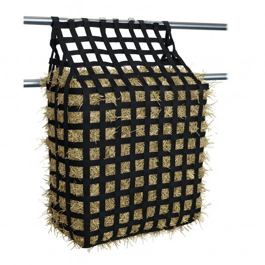 Tahoe Web Gate Slow Feed Hay Feeder – 2" Openings, Easy-Fill, Quick Strap Mounting, Holds 5–6 Flakes, Durable & Dust-Draining with Super Tough Bottom